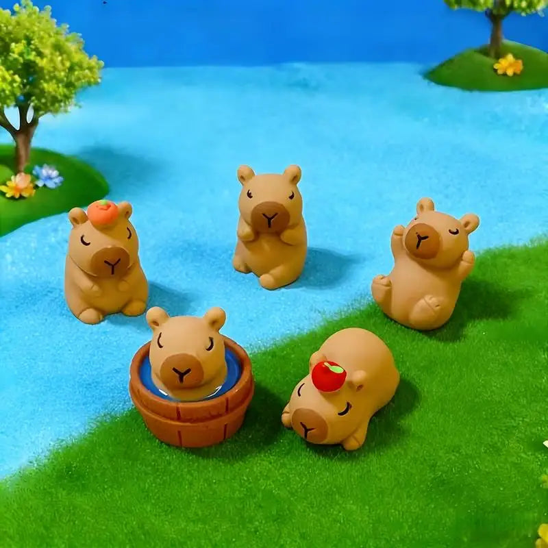 7-Piece Mini Resin Capybara Set | Garden & Car Decor Gift Resin Figurine Set QXL