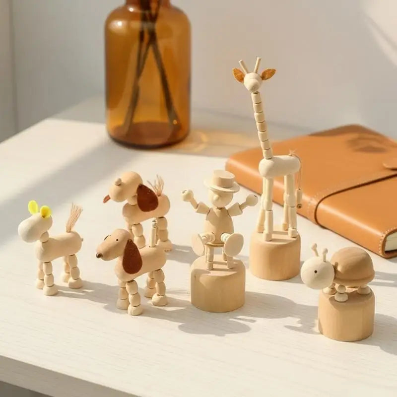Wooden Animal Finger Puppet Figurines | DIY Kids Desk Toy Wooden Finger Puppet QXL