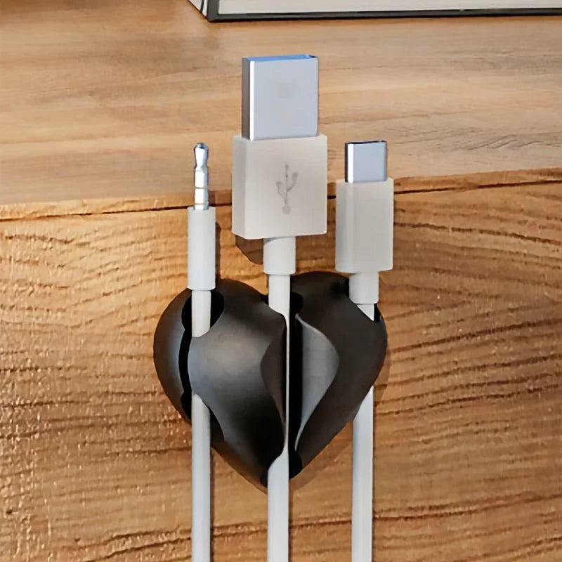 4-Pack Heart-Shaped Cable Organizer | Self-Adhesive Wire Holder Cable Organizer QXL