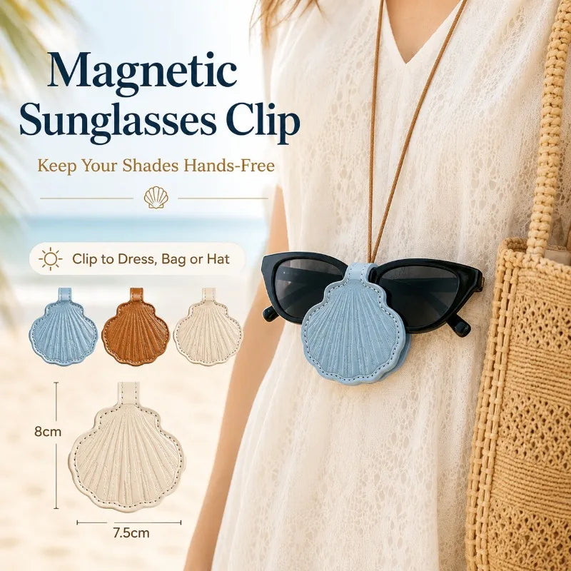 Shell Magnetic Sunglasses Clip Holder | Beach Travel Lanyard Sunglasses Clip Holder QXL