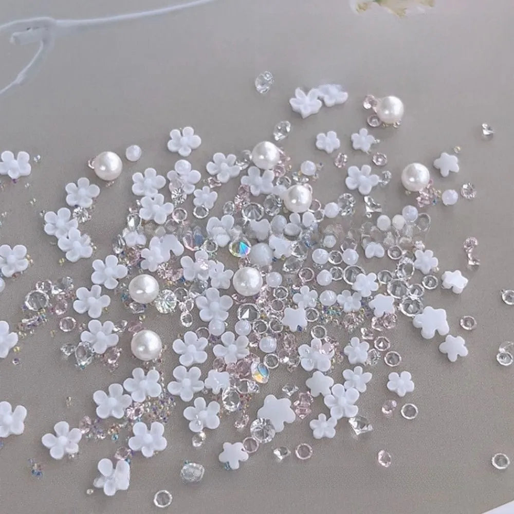 Floral Pearl Nail Art Charms | DIY Manicure Decoration Box Nail Art Charms QXL