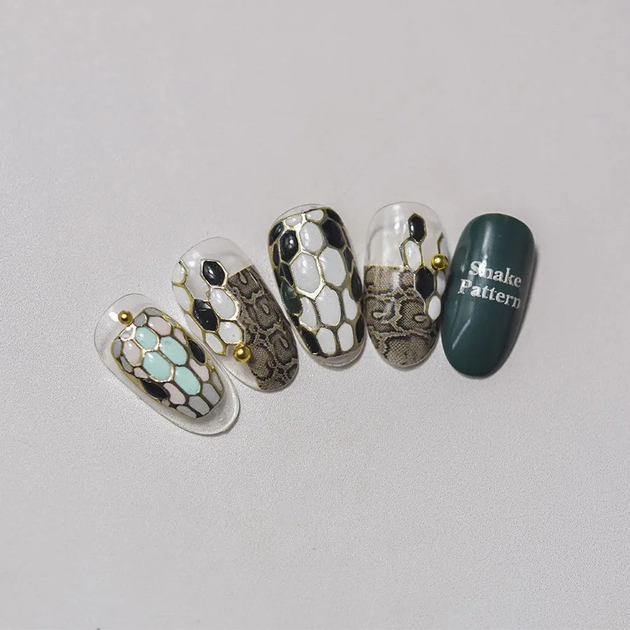 5D Gold Snakeskin Nail Stickers | Self-Adhesive Nail Decals Nail Art Stickers QXL