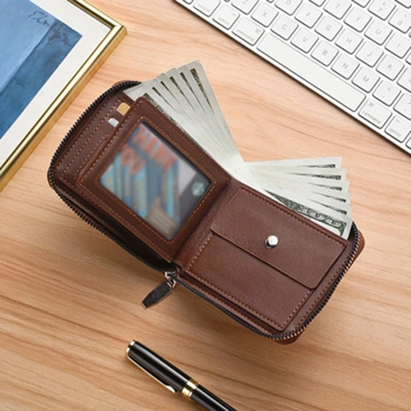 Men's Slim PU Leather Wallet | Card Slots, Coin & ID Holder Men's Slim Wallet QXL