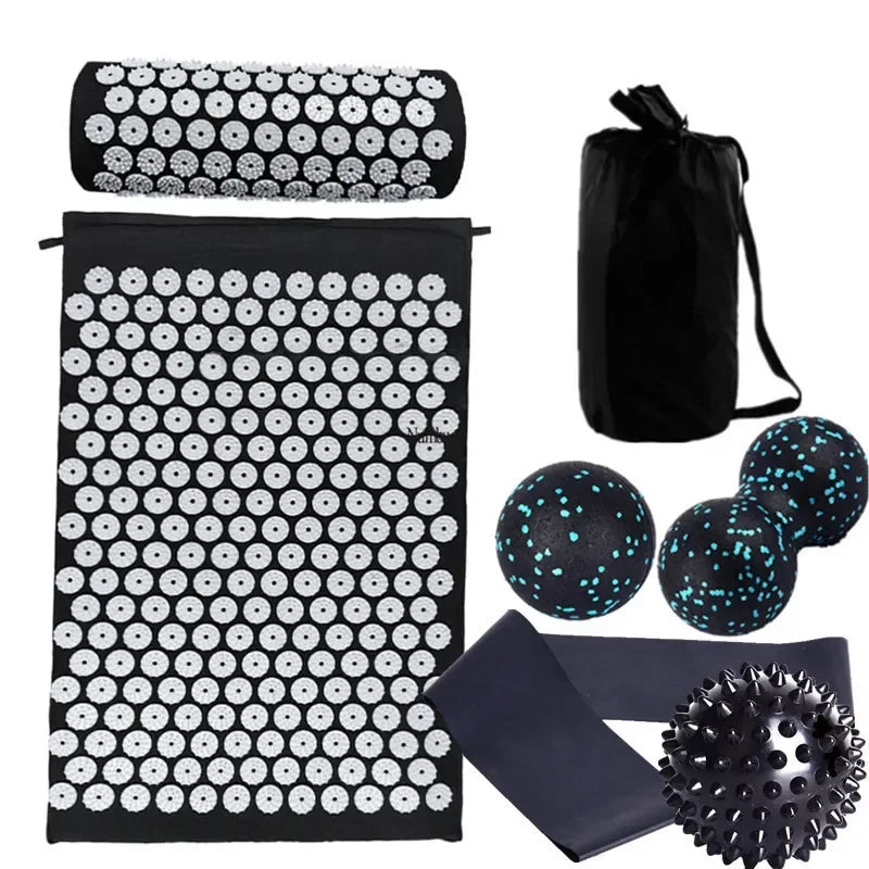 Acupressure Mat & Pillow Set | Yoga Massage Cushion Acupressure Mat Set QXL