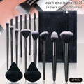 17-Pc Makeup Brush Set with Sponge Pads & Zipper Bag Makeup Brush Set QXL black