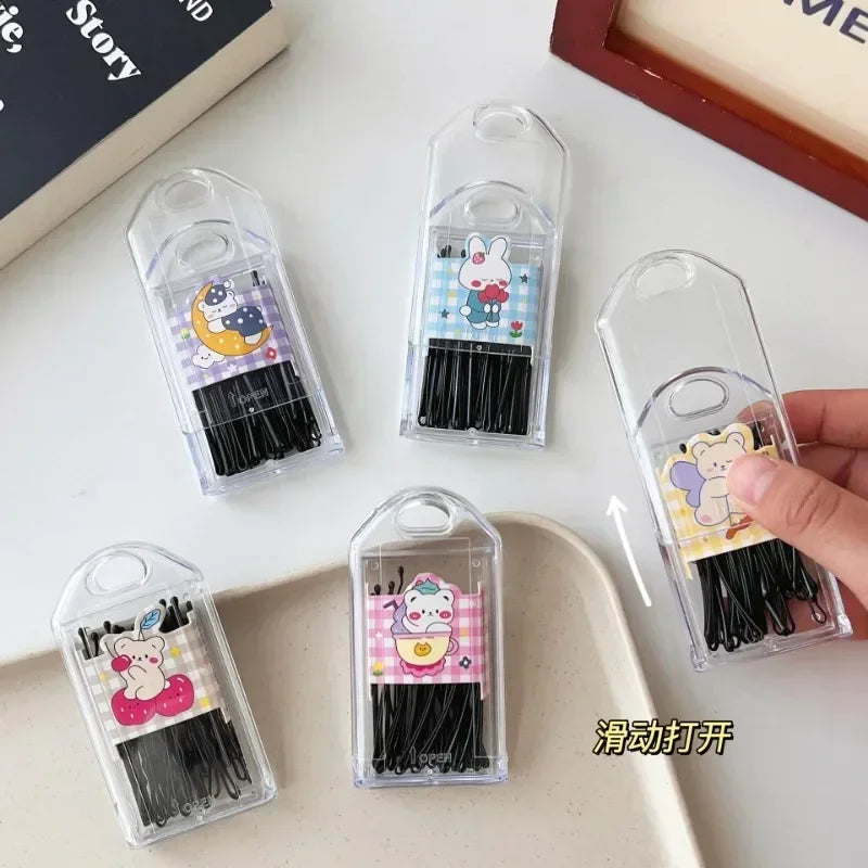 30-Pack Metal Bobby Pins | Black Straight & Wave Hair Clips Bobby Pin Set QXL