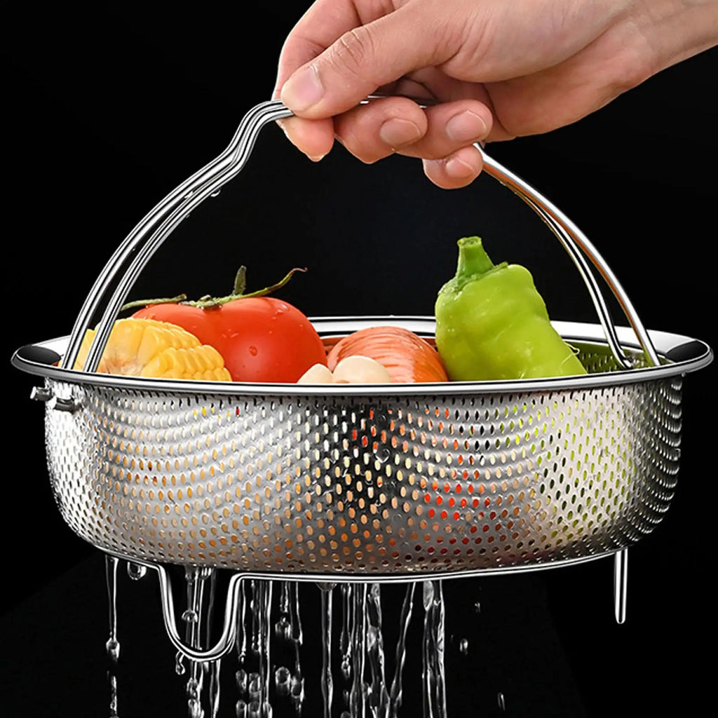 304 Stainless Steel Steamer Basket with Handle | 3 Sizes Steamer Basket QXL