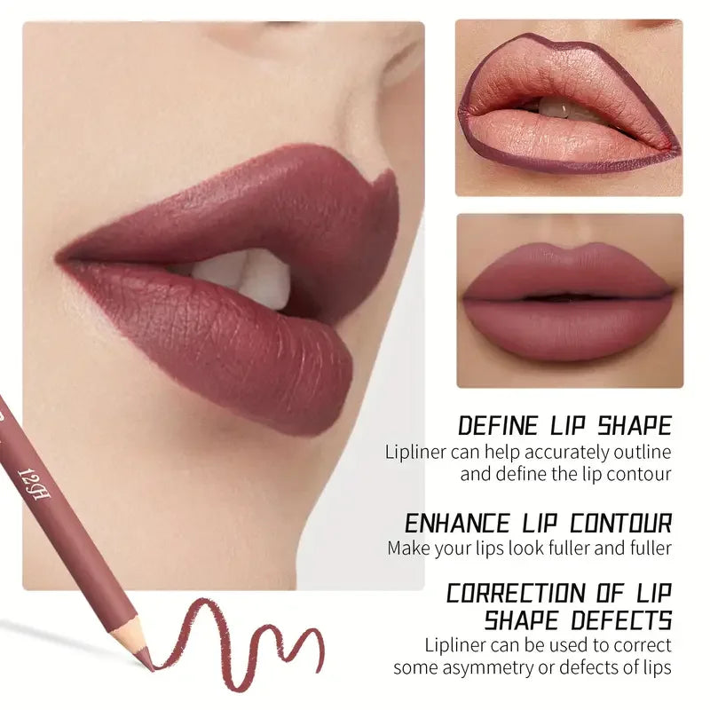 2-Pc Waterproof Matte Lip Liner & Glaze Set | Long-Lasting Lip Liner Set QXL