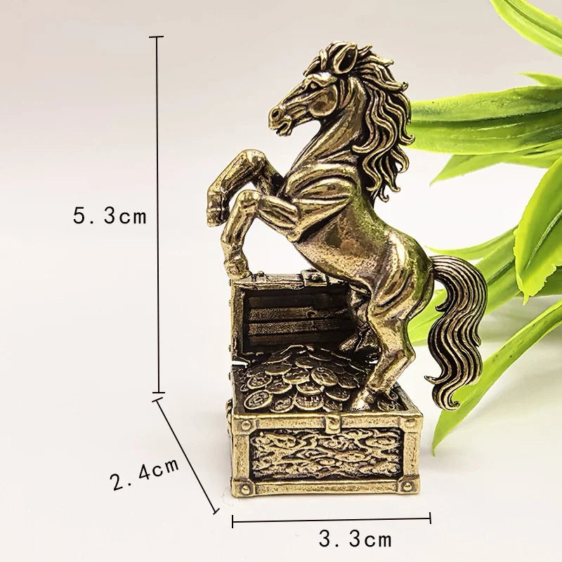 Brass Feng Shui Horse Figurine | Zodiac Statue Home Decor Decorative Figurine QXL B