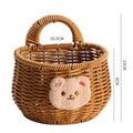 Wicker Bear Wall Hanging Basket | Bamboo Kitchen & Bath Storage Wall Hanging Basket QXL S brown