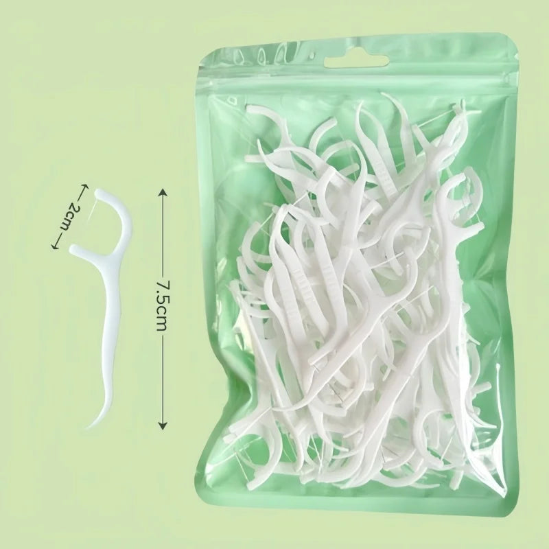 100-Pack Ultra-Fine Bow-Shaped Dental Floss Picks | Durable Dental Floss Picks QXL