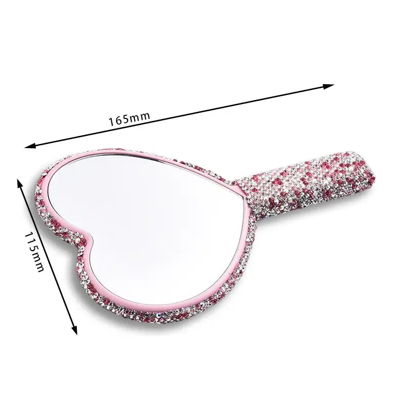 Heart-Shaped Diamond Handheld Makeup Mirror for Women & Girls Handheld Makeup Mirror QXL