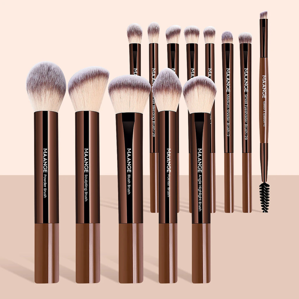 MAANGE 13-Pc Makeup Brush Set | Foundation, Blush & Kabuki Makeup Brush Set QXL