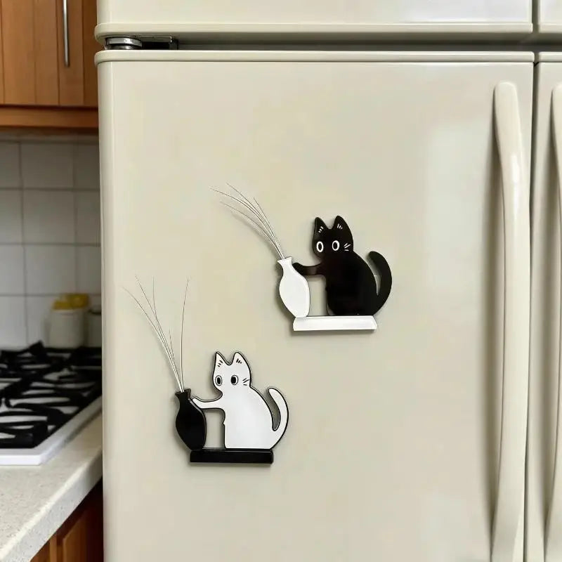 Acrylic Cat Whisker Magnetic Holder | Cartoon Fridge Ornament Decorative Fridge Magnet QXL