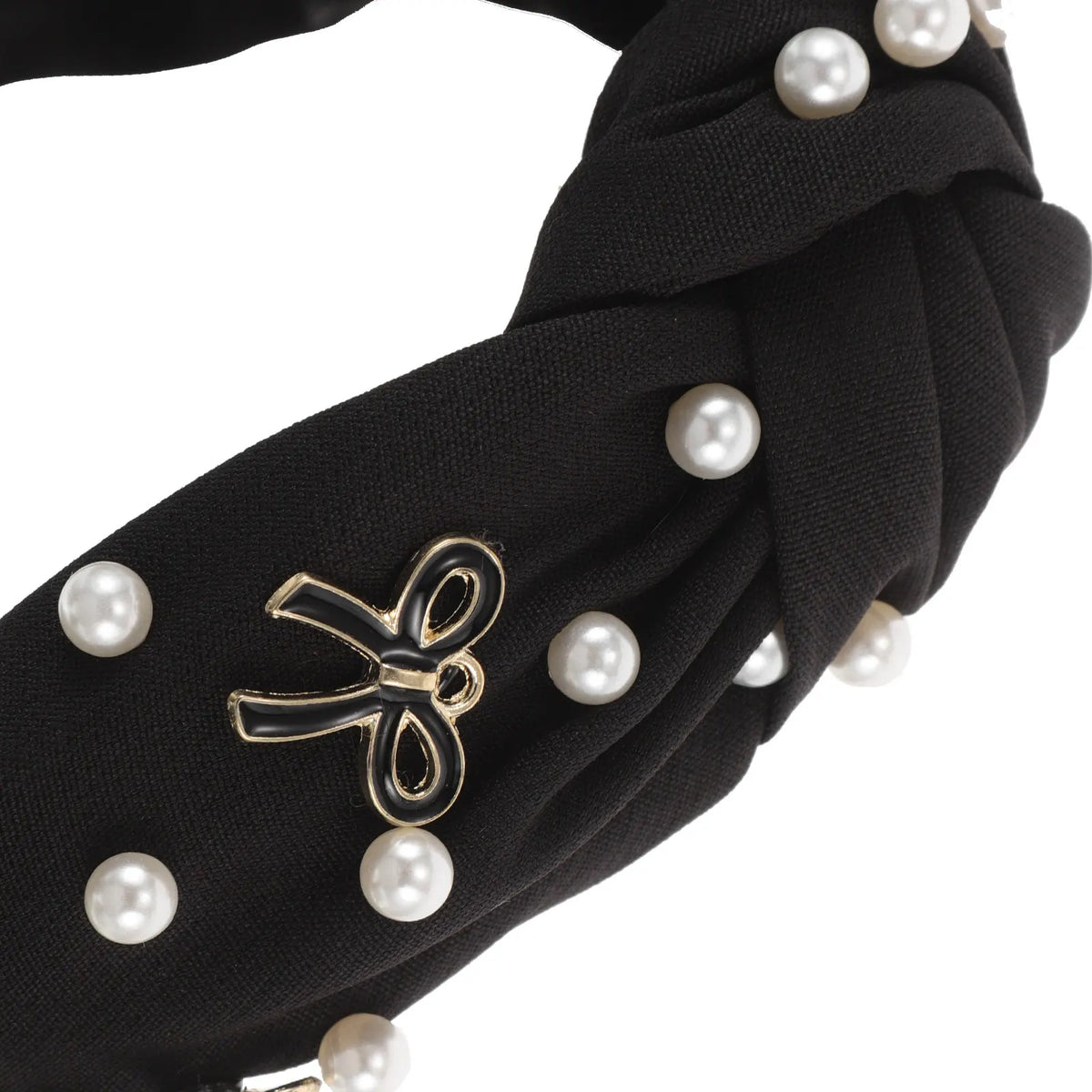 Vintage Pearl Bow Headband – Wide Retro Hair Band for Women Pearl Bow Headband QXL