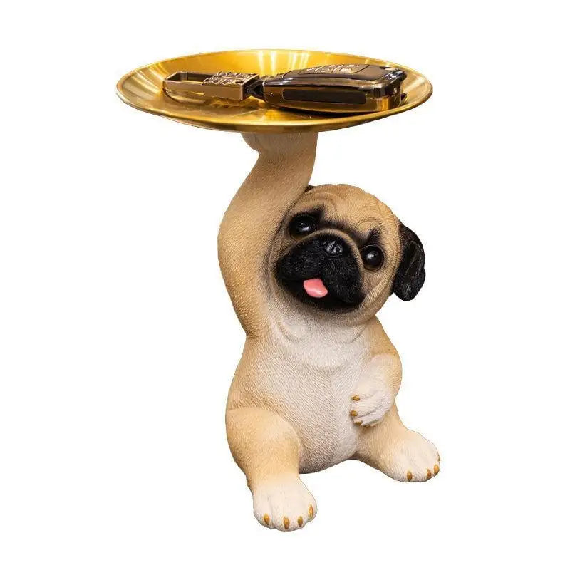 Pug Statue Tabletop Tray | Key, Snack & Desk Organizer Decorative Storage Tray QXL 1PCS
