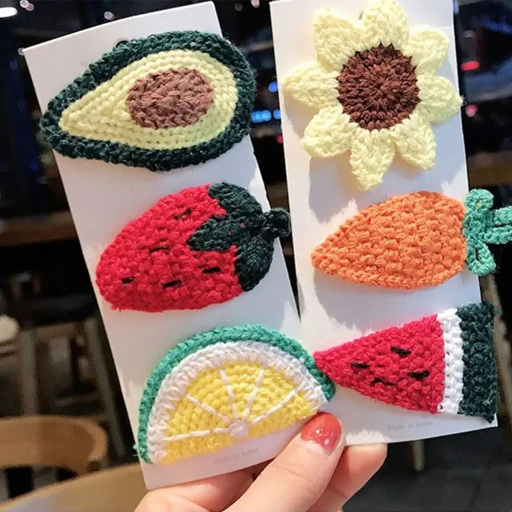 Knitted Plush Cartoon Fruit Hair Clip for Kids | BB Clip Kids Hair Clip QXL