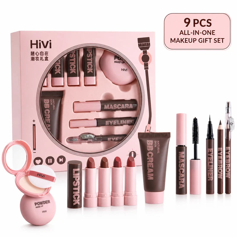 9-Piece Makeup Gift Set | Lipstick, Mascara, BB Cream Kit Makeup Gift Set QXL