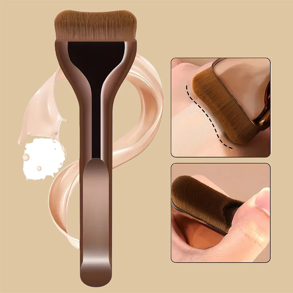Curved Foundation Brush | Soft Bristle Even Coverage Foundation Makeup Brush QXL