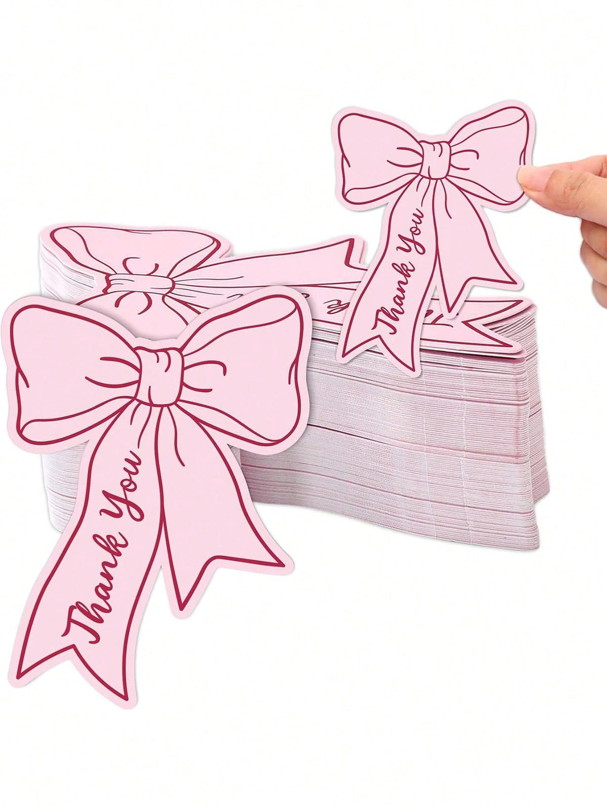 50-Pack Pink & Blue Bow Thank You Cards | Blank Place Cards Thank You Cards QXL