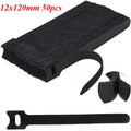 Reusable Hook & Loop Cable Ties | T-Head Nylon Organizer Cable Ties QXL 12x120mm 50pcs