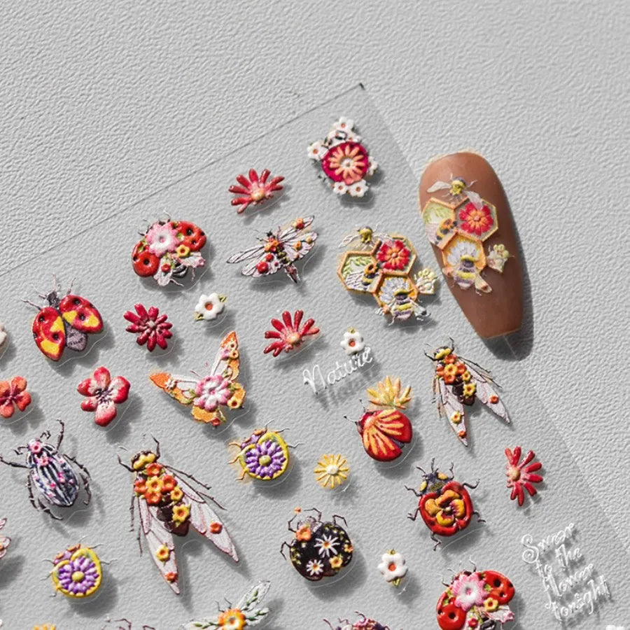 5D Insect Nail Art Stickers | Kawaii Japanese Adhesive Decals Nail Art Stickers QXL