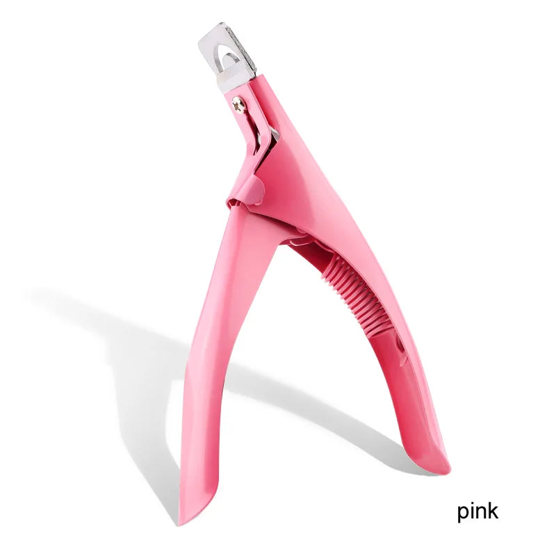 U-Type Stainless Steel Fake Nail Clipper & Acrylic Trimmer Nail Clipper Trimmer QXL M440 Pink