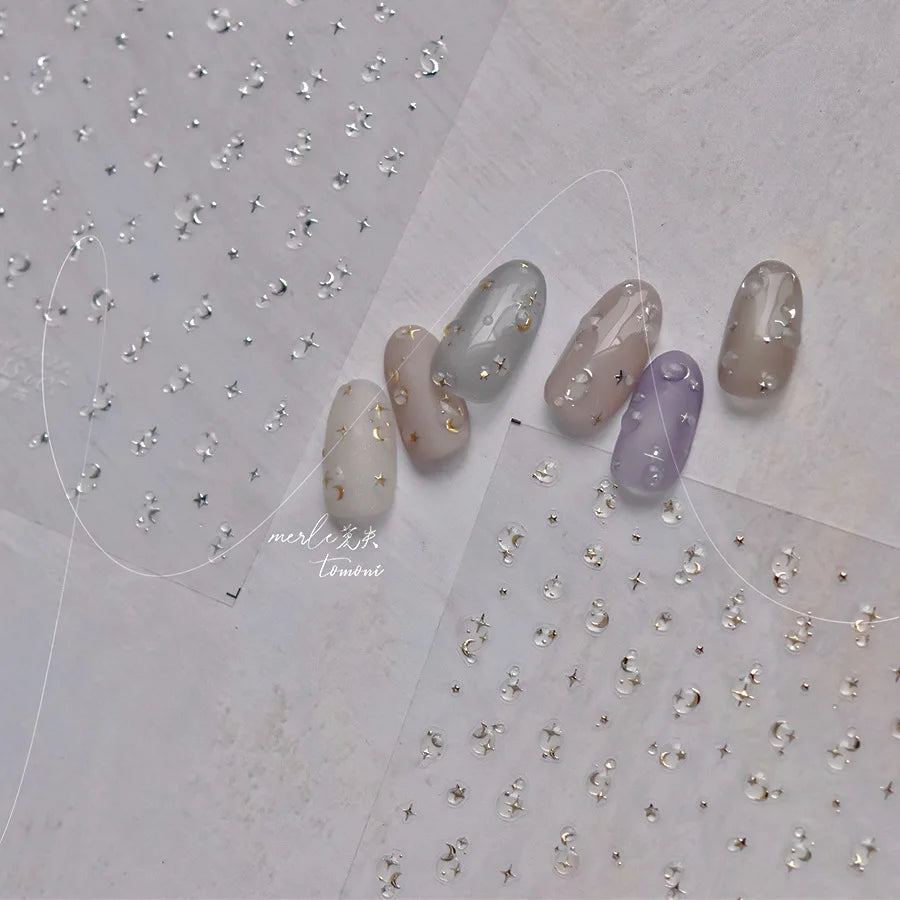5D Crystal Diamond Nail Stickers | Pearl Chain French Decals Nail Art Stickers QXL
