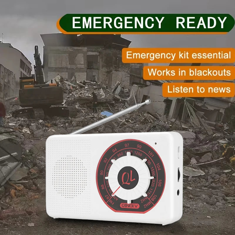 Portable AM/FM Radio | Big Speaker & Earphone Jack – White Portable AM/FM Radio QXL
