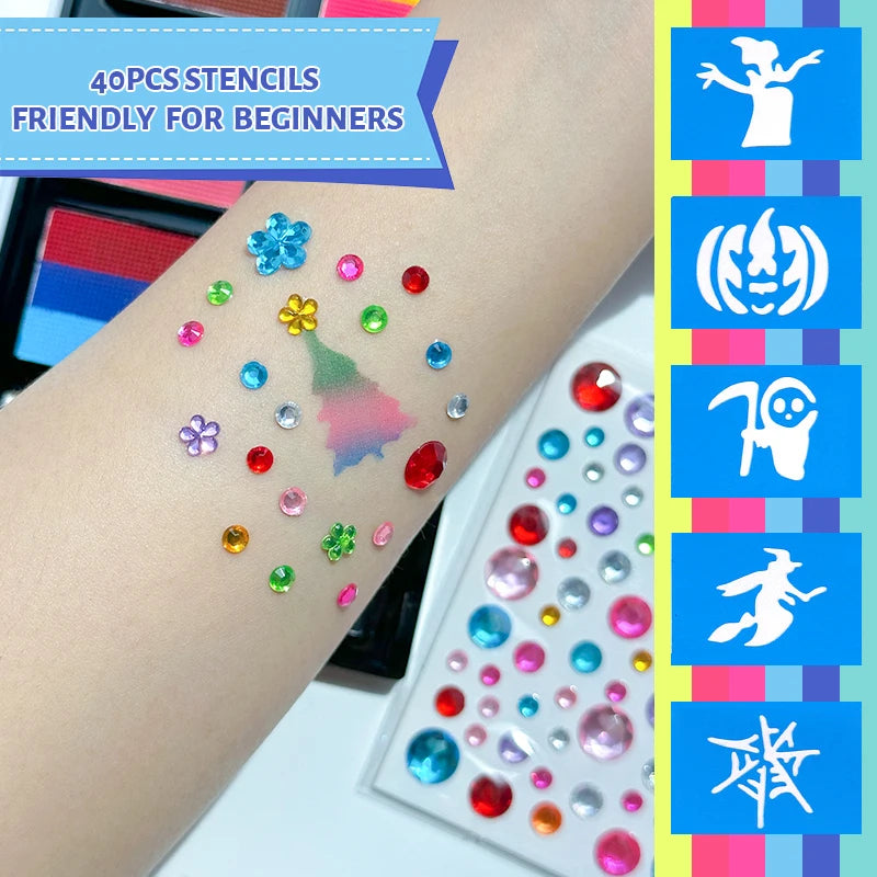 VERONNI 10-Color Face & Body Paint Palette with Brushes Face & Body Paint QXL