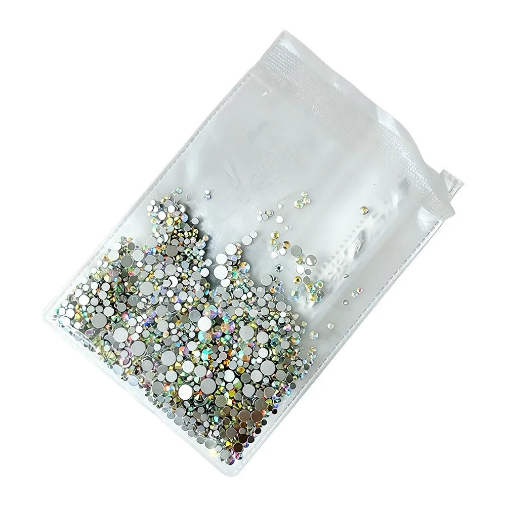 1440-Pc Glass Nail Rhinestones Flat Back AB & Clear SS3–SS16 Nail Rhinestones QXL AB-1.2-4.8mm