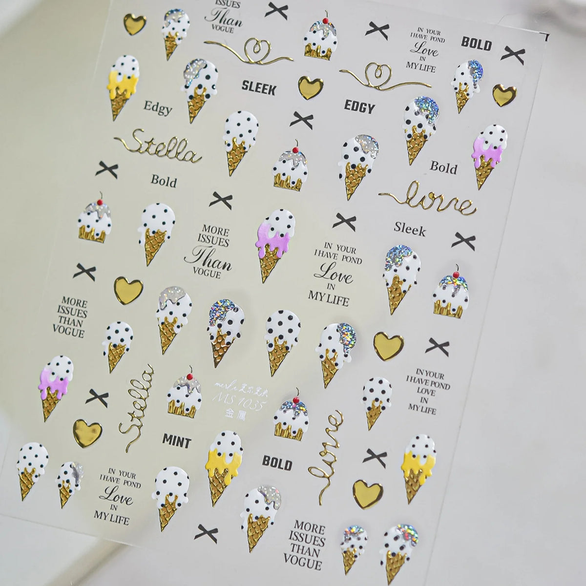 5D Tropical Nail Stickers – Ice Cream, Fruit & Palm Decals Nail Stickers QXL