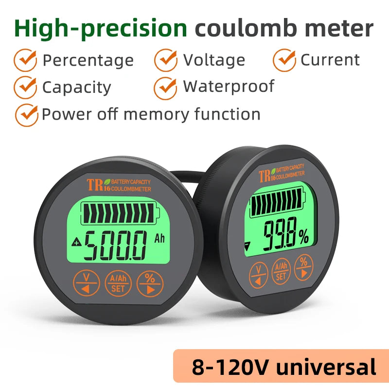 TR16 Digital Battery Capacity Monitor Voltmeter Ammeter 50A–350A Battery Capacity Monitor QXL