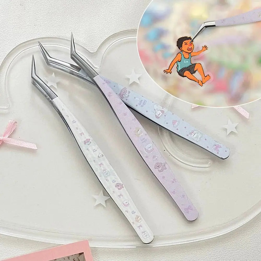 Anti-Static Curved Lash Extension Tweezers | Cartoon Design Lash Extension Tweezers QXL