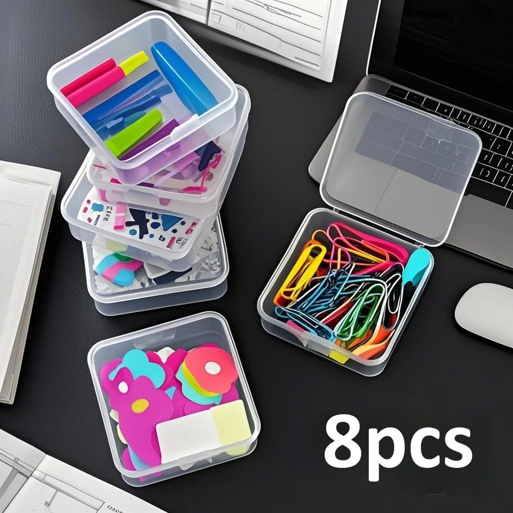 8-Pack Clear Stackable Storage Boxes | Plastic Organizer Plastic Storage Boxes QXL Brown