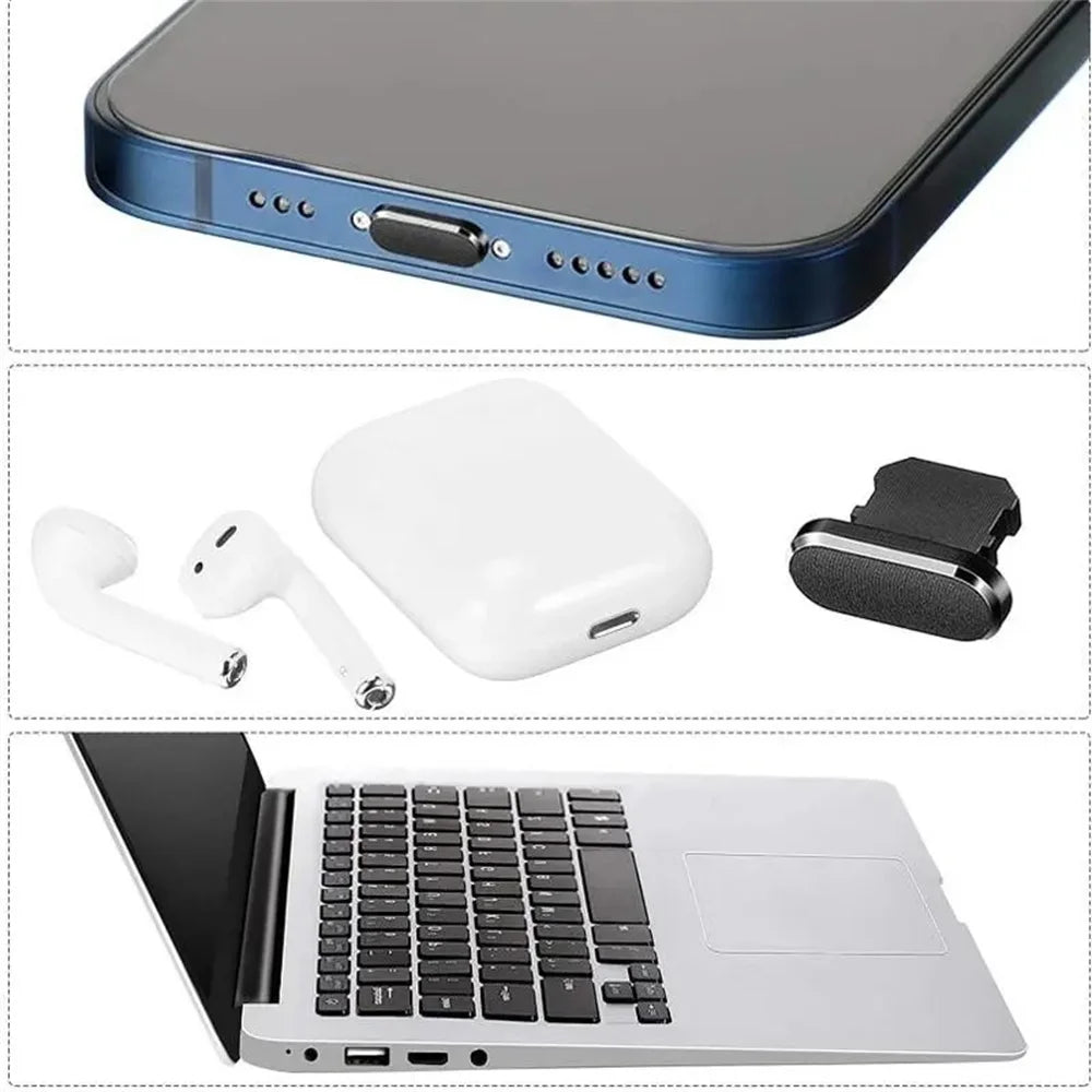 Phone Charging Port Dust Plug & Brush Set – USB-C & iOS Phone Port Protector QXL
