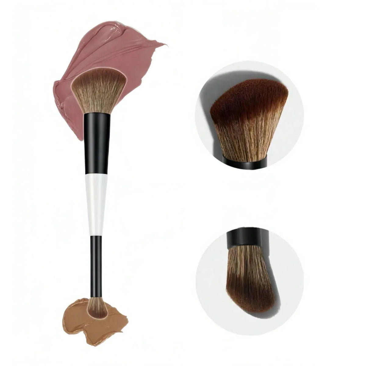 Double-Ended Makeup Brush – Foundation, Contour & Eyeshadow Makeup Brush QXL