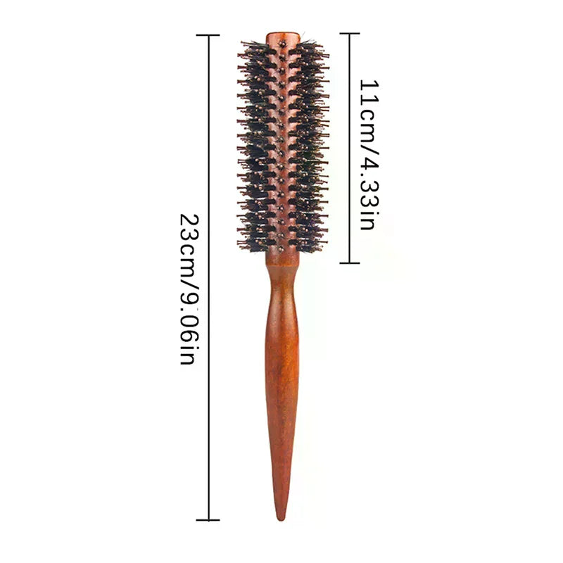Anti-Static Boar Bristle Round Hair Brush | Wood Handle Boar Bristle Hair Brush QXL