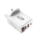 65W GaN USB-C Charger LED Display QC3.0 PD | EU US UK Plug USB-C Wall Charger QXL UK Plug White