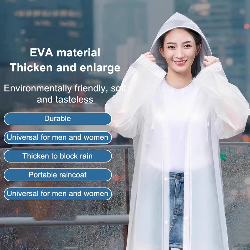 Reusable EVA Rain Poncho | Unisex Waterproof Raincoat Rain Poncho QXL