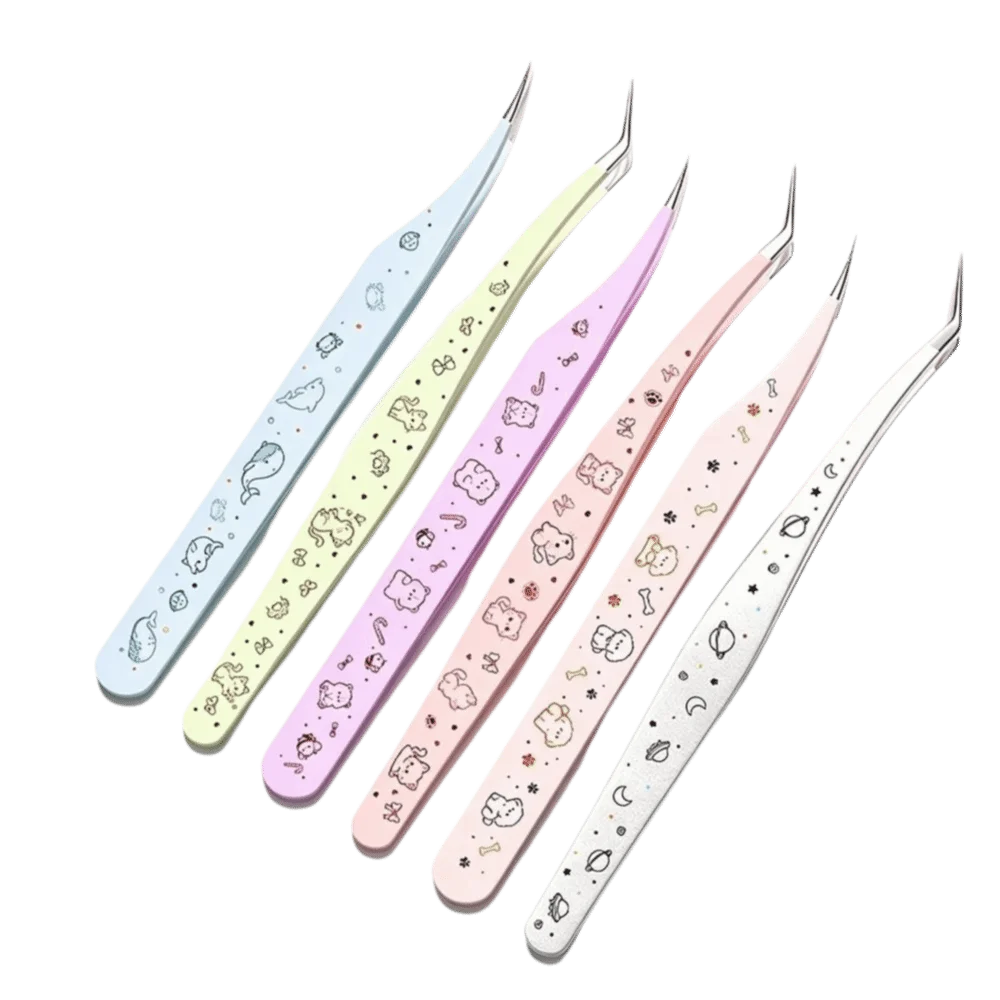 Cartoon Stainless Steel Eyelash & Craft Tweezers | Anti-Static Eyelash Tweezers QXL
