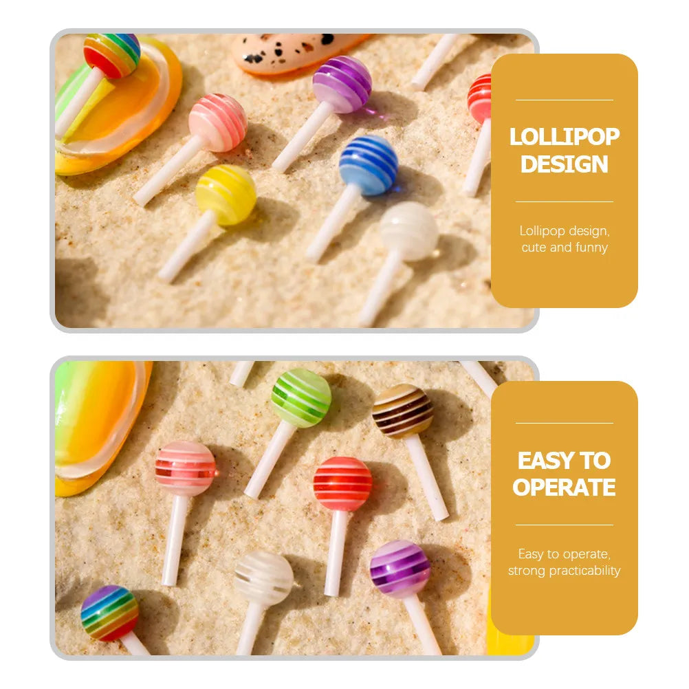 100-Pack 3D Lollipop Nail Charms | Resin DIY Nail Art Decor Nail Art Charms QXL