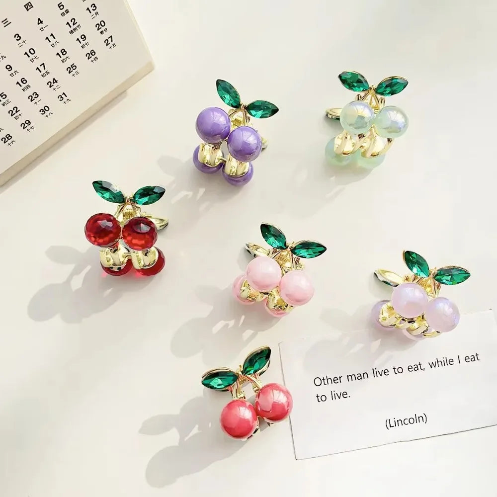 Red Crystal Mini Hair Claw Clip | Rhinestone Korean Style Hair Claw Clip QXL