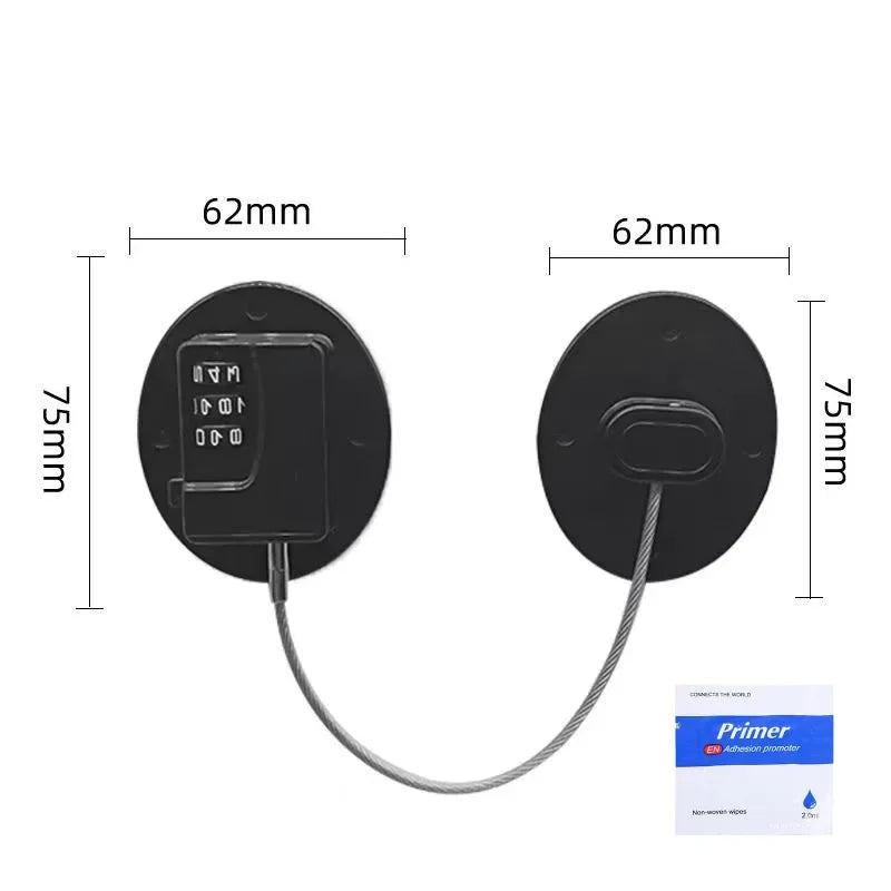 Child Safety Cabinet & Fridge Lock | Steel Cable Baby Proof Child Safety Lock QXL B9 Oval black