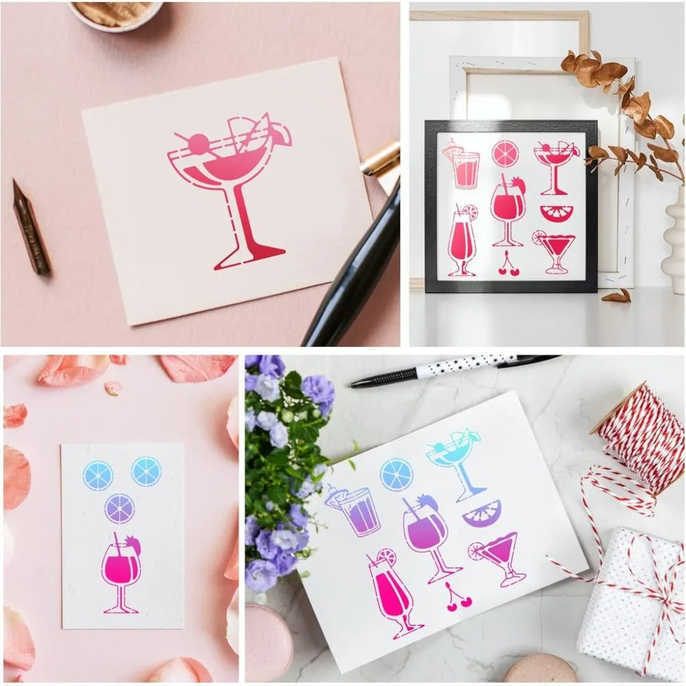 Summer Cocktail Metal Stencils | Stainless Steel Craft Templates Metal Craft Stencil QXL