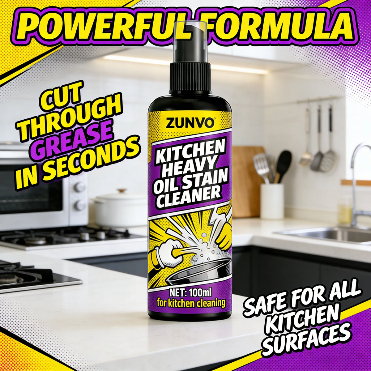 Kitchen Heavy-Duty Degreaser Spray | Cuts Grease & Grime Fast Kitchen Degreaser Spray QXL