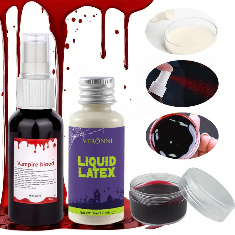 3-Piece SFX Makeup Kit – Liquid Latex, Blood Spray & Paste SFX Makeup Kit QXL 3pcs