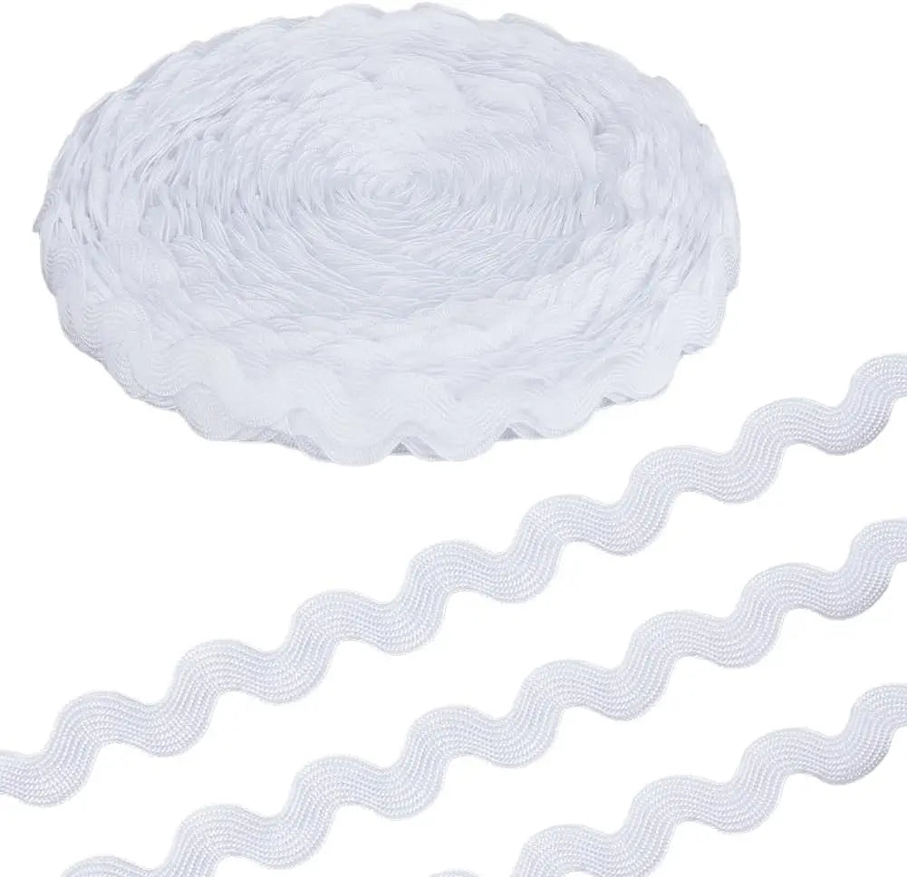 26 Yards White Wave Ric Rac Fringe Trim Ribbon | Sew-On Craft Trim Ribbon QXL AECH04-14872