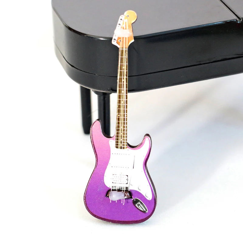 1:12 Scale Dollhouse Miniature Guitar | Musical Instrument Decor Dollhouse Miniature QXL Purple