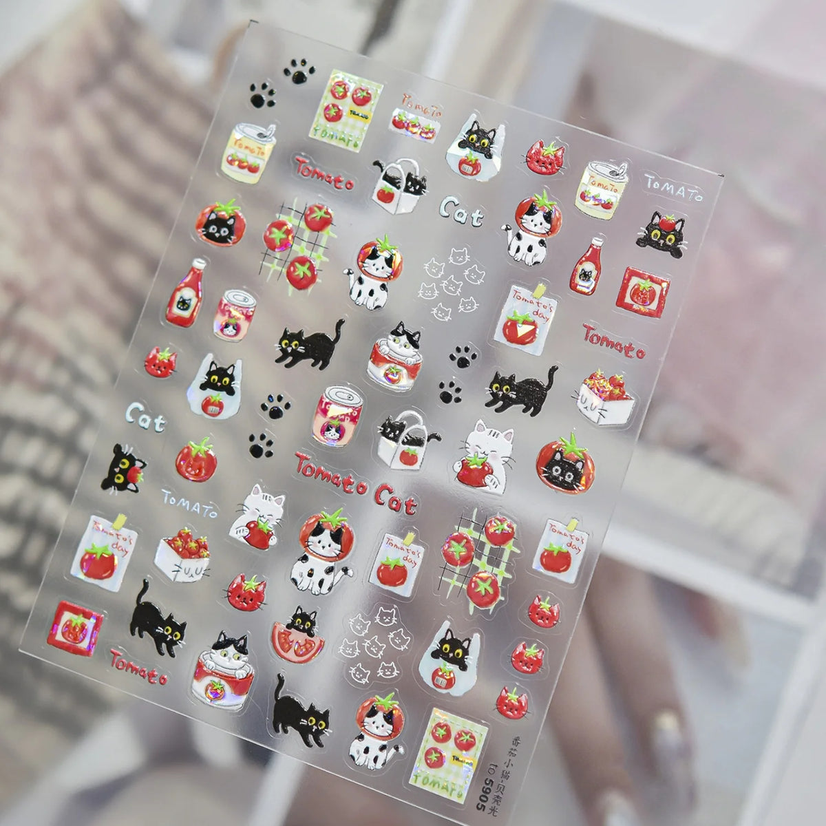 5D Cat & Cartoon Food Nail Stickers | Paw Print Decals DIY Nail Art Stickers QXL